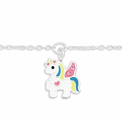 MONKIMAU Armband Damen Silber mit Einhorn Anhänger aus 925 Sterling Silver Unicorn Bracelet Women Charm Armkette Schmuck Geschenke für Kinder Mädchen Frauen