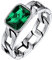 Silvora Schlichter Damen Herren Fingerring mit Smaragd Zirkonia 925 Silber Panzerkette Ring 5mm breit Cuban Link Bandring Ringgröße 67.2 (21.25) für Paarring Partnerring Ehering