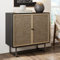 Nathan James Kova Sideboard aus Rattan-Holz, mit mattem Metallrahmen, verstellbaren Innenregalen und Rohrtüren, für Flur, Eingangsbereich oder Wohnzimmer, Schwarze Eiche/Stock