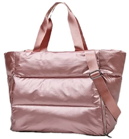 SGLTY Sac fourre-tout matelassé pour femme, grand sac à main d'hiver, sac fourre-tout matelassé doux et bouffant, sac à bandoulière pour femme, rose, Large