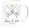 SpecialMe® Kaffee-Tasse Liebe personalisiert mit Name und Datum Hände Paar Herz Liebes-Geschenk Freundin Mann weiß standard