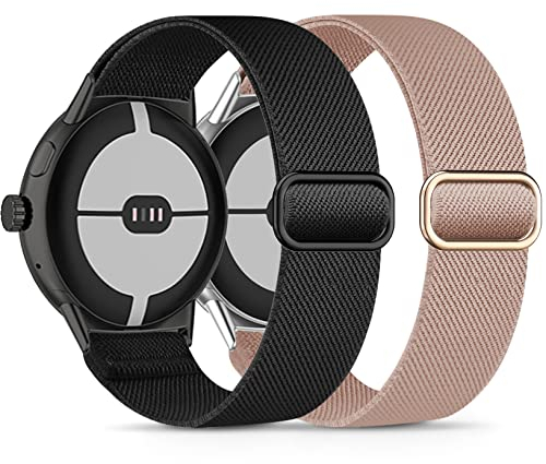 Laband Elastisches, weiches, geflochtenes Sportarmband aus Nylon, kompatibel mit Google Pixel Watch, für Damen und Herren, elastisch, weich, geflochtenes Sportarmband, Zubehör, Ersatzband für Google
