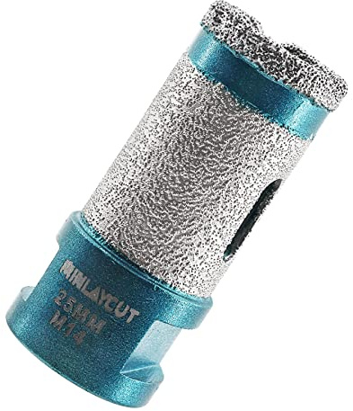 MINLAYCUT Diamantbohrer Fliesenbohrer 25mm Diamant Fingerfräser Lochsäge M14 Gewinde für Porzellan Fliese Keramik Granit Marmor Trockenbohren