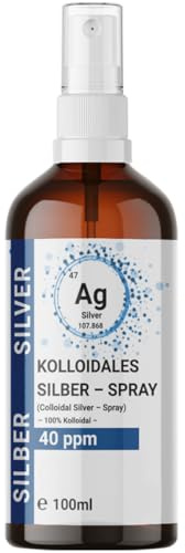 1x 100ml Kolloidales Silber Spray (40 ppm) in Braunglasflasche – Sprühflasche | Silberwasser | Reinstwasser