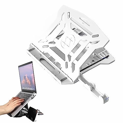 Fi18 Laptop Stand,Foldable Portable Ventilated Desktop Laptop Holder,Universal Lightweight&Adjustable Ergonomic Tray Mount Compatible with iM(ac)/Laptop/Notebook Computer/Tablet (White)