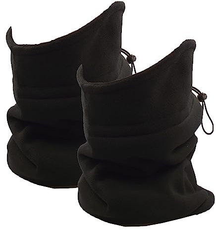 Heatwave Pack of 2 Mens Fleece Snood Neck Warmer Breathable Neck Gaiter Snoods with Adjustable Drawstring Winter Windproof Face Scarf Headwear for Skiing Running Cycling