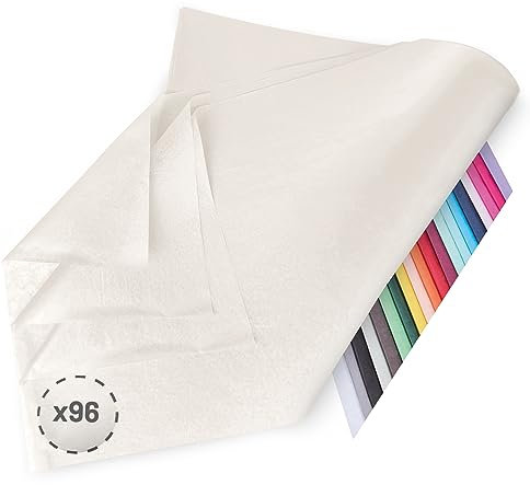 Verpackungswelt Seidenpapier 96 Blätter | 76x50 cm | Buntes Transparentpapier ideal als Verpackungsmaterial & Geschenkpapier | Papier zum Basteln | Schöne Dekoration | Bastelpapier in Creme