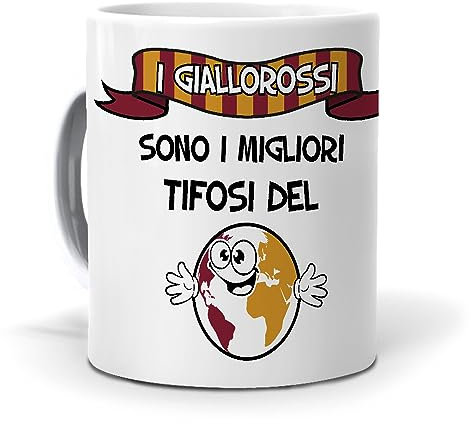 PALLE MONDO Regalo originale. Idea da regalare. Tazza I giallorossi sono i migliori tifosi del mondo. Ceramica 350 ml.