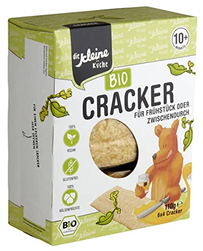 die Kleine Küche VEGAN Biologische Glutenfrei BIO Cracker 100% Hülsenfrüchte 110g ab 10+ Monate in praktische Portionsverpackungen (6 x 4 Cracker)