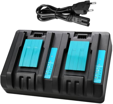 ENERGUP Double Port 4A Chargeur pour Makita Chargeur 18V DC18RD DC18RC Compatible avec Makita Batterie 18V BL1850 BL1840 BL1830 BL1820 BL1430