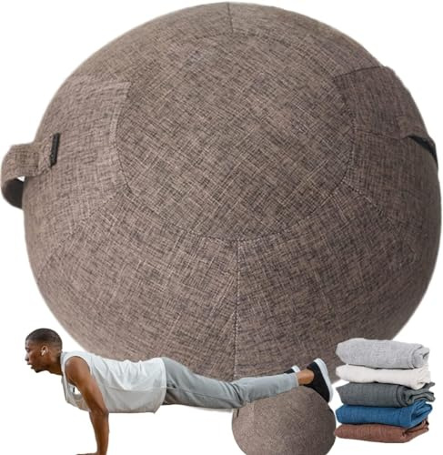 FnnEmg Sitzball Abdeckung,Schutzhülle Für Gymnastikball,Waschbarer Gymnastikball Bezug Mit Griff, Büro, Schmutzabweisend, Langlebig, rutschfest, Für Schwangerschaft, Fitness-1||75cm