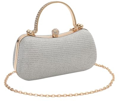 RPAEOY Clutch Damen Abendtasche Klein Elegant Handtasche Glitzer Hochzeit Braut Clutches Goldene Kette Abendhandtasche Party Tasche Klein Hochzeitsgast