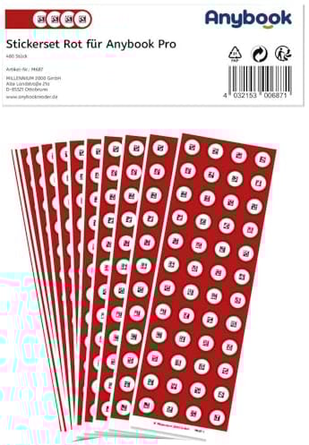 Anybook Pro Sticker Set rot: 480er Set mit roter Zielhilfe