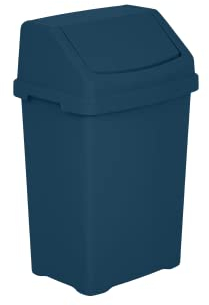 VISHCHIT 25L Litre Robust Plastic Swing Bin Waste Recycle Recycling Dustbins With Removable Swing Lid Rubbish Trash Refused Bins Trash Can For Home Kitchen Bathroom Office (Navy Blue) (1)