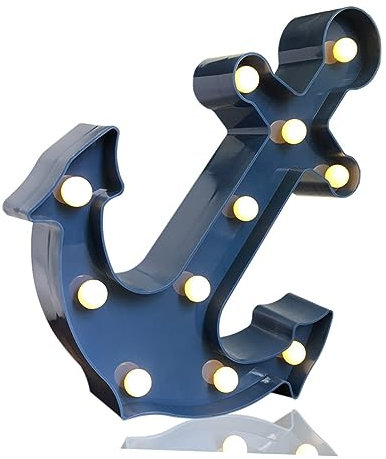 HEALEEP LEDs Anchor Marquee Light Anchor Shaped Led Lamp Battery Operated for Christmas Home Wedding Party Decoration Decorative Light Wall Decor
