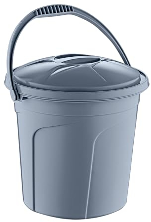 Best House 10 Litres Bucket with Lid and Carry Handle for Kitchen Garden Cleaning Water Animal Bird Feed Storage Container (Pack of 1, Grey)