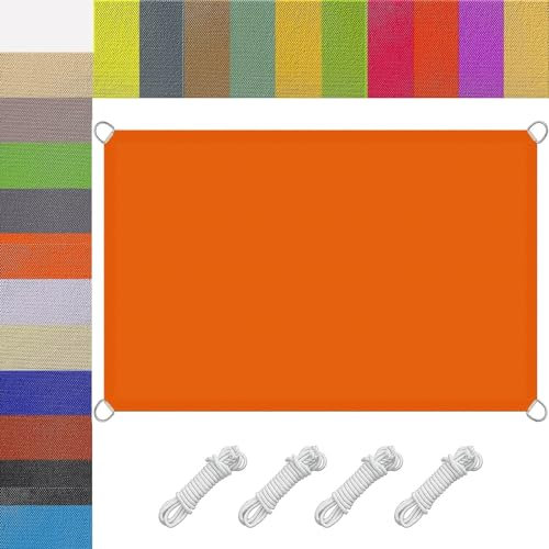 Sonnensegel Wasserdicht Rechteckig 9 x 9.5 m Wasserabweisend Windabweisend Sonnensegel Wasserdicht Sonnenschutz mit Befestigungsset für Garten Outdoor, Orange