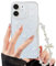 XQAGU Phone Case for iPhone 11 Clear Glitter Case with Cute Bow Pearl Aesthetic Girly with Phone Charms Chain Bracelet Soft Protective Cover for iPhone 11-White Bow