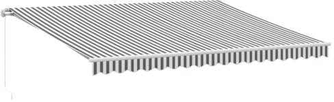 Willood Manuelle Gelenkarmmarkise mit LED, Sonnenmarkise Gelenkarmmarkise Versenkbaren Markise, Gelenkmarkise,Terrassenmarkise Anthrazit & Weiß 450x300 cm