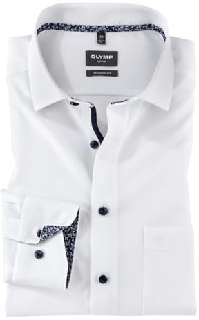 OLYMP Herren Oberhemd Langarm Hemd,einfarbig,Einfarbig,modern fit,Global Kent,Weiss 00,40