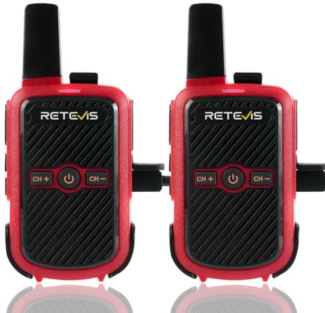 Retevis RT15 Walkie Talkie, Walkie Talkie Erwachsene, PMR Funkgeräte, 1000 mAh Li-on Akku, VOX, Mini, Walkie Talkie Aufladbar für Familienausflüge, Wandern, Camping, Outdoor (Rot, 1 Paar)
