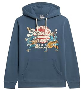 Superdry Herren Tokyo Hoodie mit Vintage-Grafiklogo Tintenbalu XXL