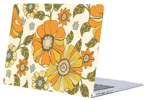 FFBOFFC Hard Shell Compatible with MacBook Air 13 Inch Case 2020 2019 2018 Release A2337 A2179 A1932 with Retina Display & Touch ID, Plastic Hardshell Laptop Case Cover, Yellow Flower