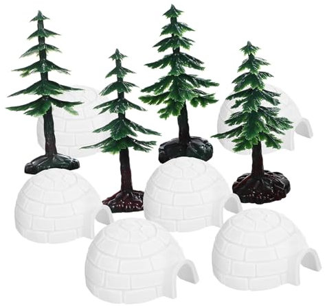 Levemolo 1 Satz Iglu-Modelle Eishaus-Modelle Iglu-Figuren Mini-weihnachtsbäume Rollenspiel-Set Weihnachtsdekorationen Für Basteln Winterliche Deko