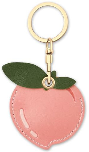AXFEE AirTag Schutzhülle, Leder Keyring Kompatibel mit A-pple, Hülle Case, Cover mit Schlüsselanhänger, Pfirsich