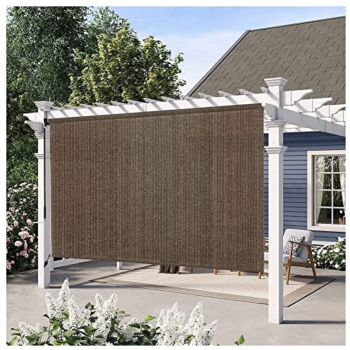 Toile d'ombrage d'extérieur enroulable pour porche, tonnelle et pergolas – Stores de terrasse imperméables filtrant la lumière – Moka – 121,9 x 180 cm (l x L)