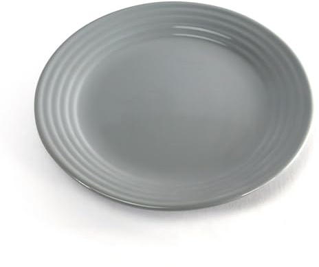 Darthome Set of 4 Grey Ribbed Side Plates Stoneware Kitchen Food Serving Dinner Tableware