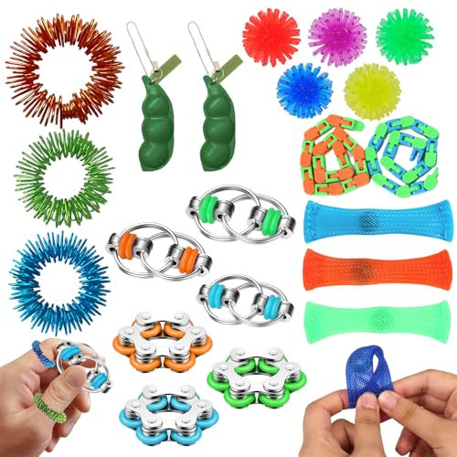 AHEJIOO Anti Stress Spielzeug Set, 21 Stück Fidget Toys, Skills Set für Erwachsene und Kinder, ADHS Spielzeug, Stimming Toys, Stressabbau und Konzentrationsförderung