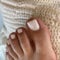 SXVME Chrome White Press on Toes Nails Short Square, Glazed Pearlescent Fake Toe Nails Glue on, Glitter Toe Press on Nails for Women, Glossy Gel ToeNails Acrylic for Decoration 24 Pcs