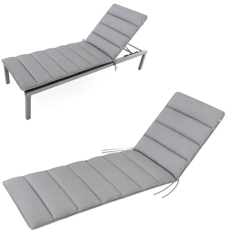 HAVE A SEAT Living - Auflage Gartenliege Flair | 200x60 cm - Weiche Universal Sonnenliege Auflage Dünn - Komfortabel, Wetterfest, Waschbar bis 95° C - Made in Germany (200x60 cm, Hellgrau)
