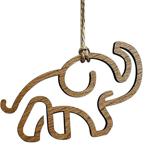 Brauner Elefant Nachrichtenkarte zum Aufhängen aus Holz, Geschenk zum Aufhängen, Elefanten-Holzscheiben-Anhänger, personalisierte Weihnachtsdekoration, Weihnachtsbaumdekoration, dekorative hängende