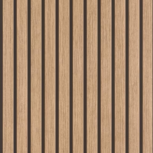 Rasch Selbstklebende Tapete Holzoptik Gestreift Braun Beige 6,00 x 0,53 m | Ohne Kleister mit tesa-Klebetechnologie - Strukturierte Vliestapete Holzpaneele 3D 'Echo' für Wohnzimmer und Schlafzimmer