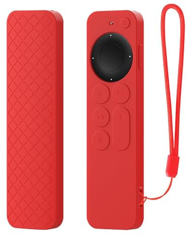 GIOPUEY Funda Compatible con Apple TV 4K/HD Siri Remote 2021/2022, Ultradelgado Silicona Case Cover, Anti-caída, Portátil - Rojo