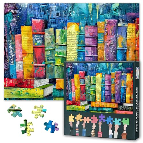 Puzzles for Adults Colorful Books, Jigsaw Puzzles for Adults 1000 - Library Art, Bookshelf Hard Impossible Puzzle 27.5x19.7 Inch, Educational Games for Family, Birthday Party Gift Idea