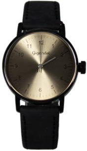Gigandet Armbanduhr Quarz Damen Edelstahl Lederband Schwarz Hellbraun G27-012