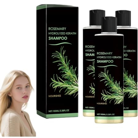 Rosmarin Shampoo mit hydrolysiertem Keratin - Rosmarin Haarwachstum Shampoo für Haarverdünnung für Frauen, Voluminieren & Verdicken Shampoos für Männer & Frauen, Reise Größe Shampoos (3)