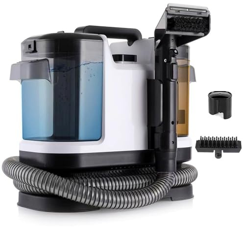 Waschsauger Teppichreiniger, 500W ≥12 kPa Nasssauger Polsterreiniger Gerät, Tragbarer Polsterreiniger Gerät mit Doppelwassertank,Nasssauger Fleckenreiniger für Teppiche,Sofas & Auto-Innenräume (weiß)