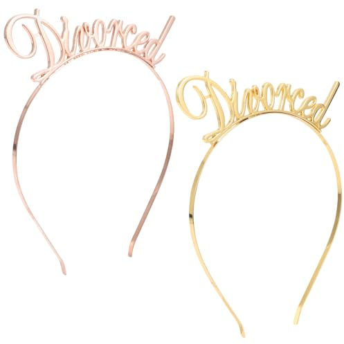 Divorced Letter Alloy Headband 2pcs Gold Party Decorative | Elastic, Comfortable Wear, Simple Generous Style, Divorced Themed Parties, Women Headdress