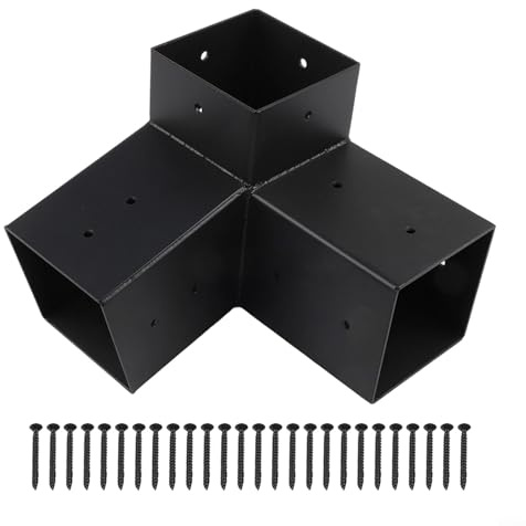 ComfyHarbor Supports de pergola en acier robuste pour poteaux de 10,2 x 10,2 cm, kit de montage mural de toit incliné avec options 3 voies et unidirectionnelles, matériel noir pour tonnelle pour une
