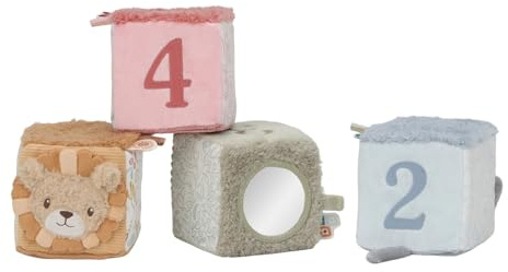 Little Dutch Activity Stoffwürfel Safari Friends Spielwürfel mit Zahlen 1-4 für Babys ab der Geburt Unisex