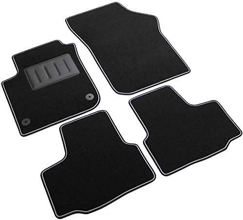 Das Teppich Auto, sprint04010, Fußmatten Teppiche Schwarz rutschfest, verstärkter Rand, zweifarbig, Absatzschoner aus Gummi, MII, UP.