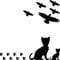 Set 15 Teile Vogel Vögel Katze Katzen Pfötchen Aufkleber die cut Tattoo Warnvögel Fenster Schutz gegen Vogelschlag Deko Folie (schwarz)