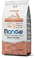 Monge Natural Superpremium ADULT SALMON AND RICE, Hundefutter für alle Rassen (Trockenfutter für Hunde mit Lachs & Reis, sehr Ballaststoff- & Vitaminreich, 2,5 kg)