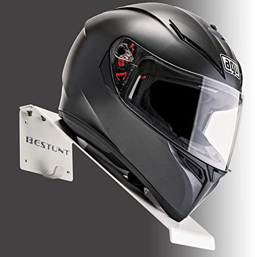BESTUNT Cintre pour Casque pour la Fixation de Stockage de Support de Tablette de Support de Moto | Mount sur Le Mur (Blanc)