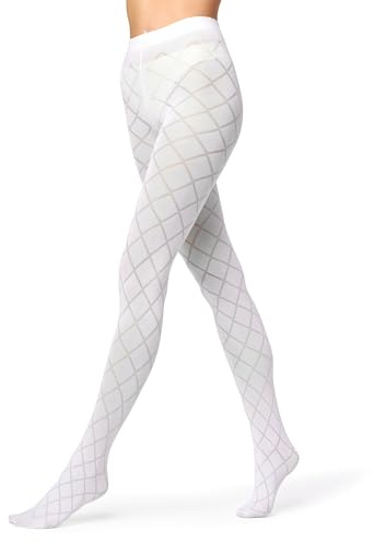 Merry Style Gemusterte Strumpfhose Damen 60 DEN Karo MS-328 | Deckende, elastische Ausführung mit großflächigem Rautenmuster und 3D-Lycra-Technologie