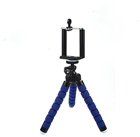 Flexible Mini Phone Tripod Stand,Heyqie(TM) Lightweight Octopus Style Portable and Adjustable Tripod Stand with Mount Holder for iPhone/Smartphone/Digital Camera/Webcam/Sport Action Camera - Blue